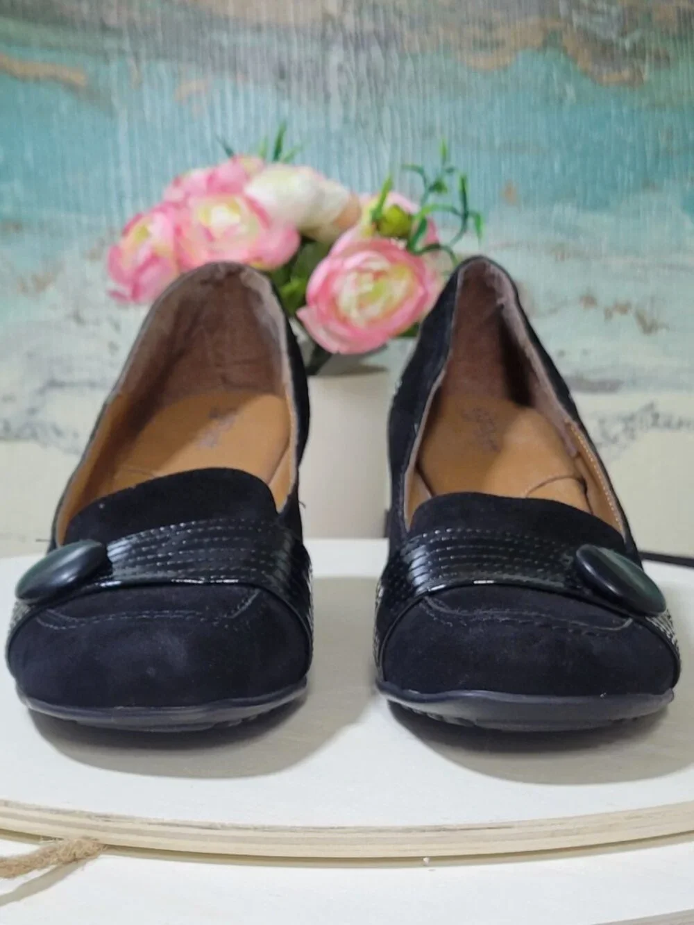 Sofft EuroSoft Black Suede Leather Wedge Heels [Item #SW01]
